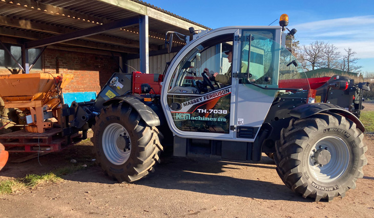 Agriculture student using telehandler