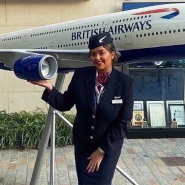 Photo of former Travel and Tourism student Olivia Bown graduating British Airways training