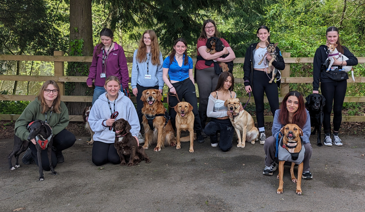 Photo of Canine Care Students with Dogs