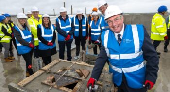 Executive staff from South Staffordshire College at topping out event for new Tamworth College